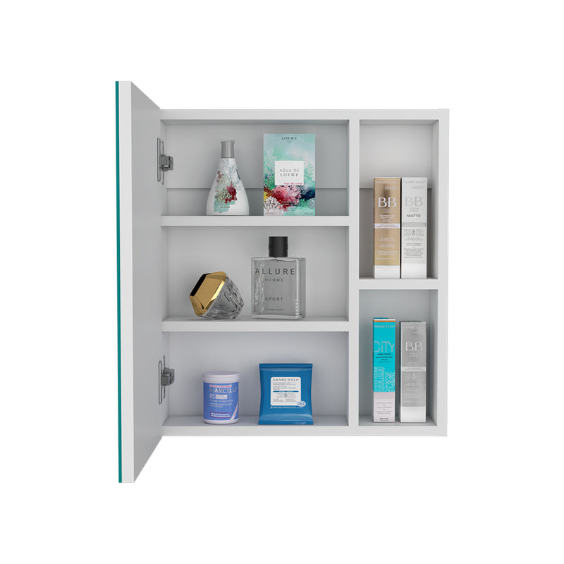 Medicine Cabinet Mirror Clifton, Five Internal Shelves, White Finish