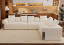 127.4' Oversized Modular Sectional Sofa, Modern Large Sectional Couches for Living Room, L-Shaped 6 Deep Seat Corner Sofa Comfy Cloud Couch with Pillows, Chenille, White, Right-Facing