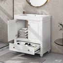 30' Bathroom Vanity with Sink, Combo, Cabinet with Doors and Drawer, Solid Frame and MDF Board, White (Old Sku:JL000006AAK)