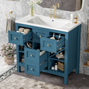 36'' Bathroom Vanity with Resin Sink Combo, Solid Wood Frame Bathroom Storage Cabinet, Freestanding Vanity Set with 5 Drawers& Soft Closing Doors (Same as SW000141AAM)