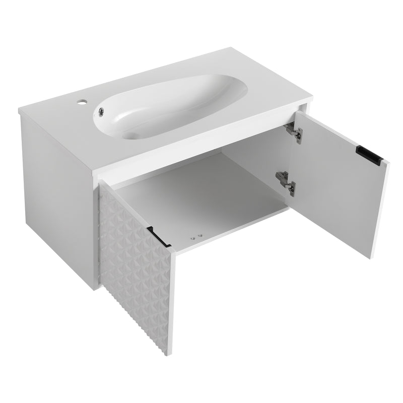 36 Inch Wall Mounted  Bathroom Vanity With Sink, Soft Close Doors (KD-PACKING)