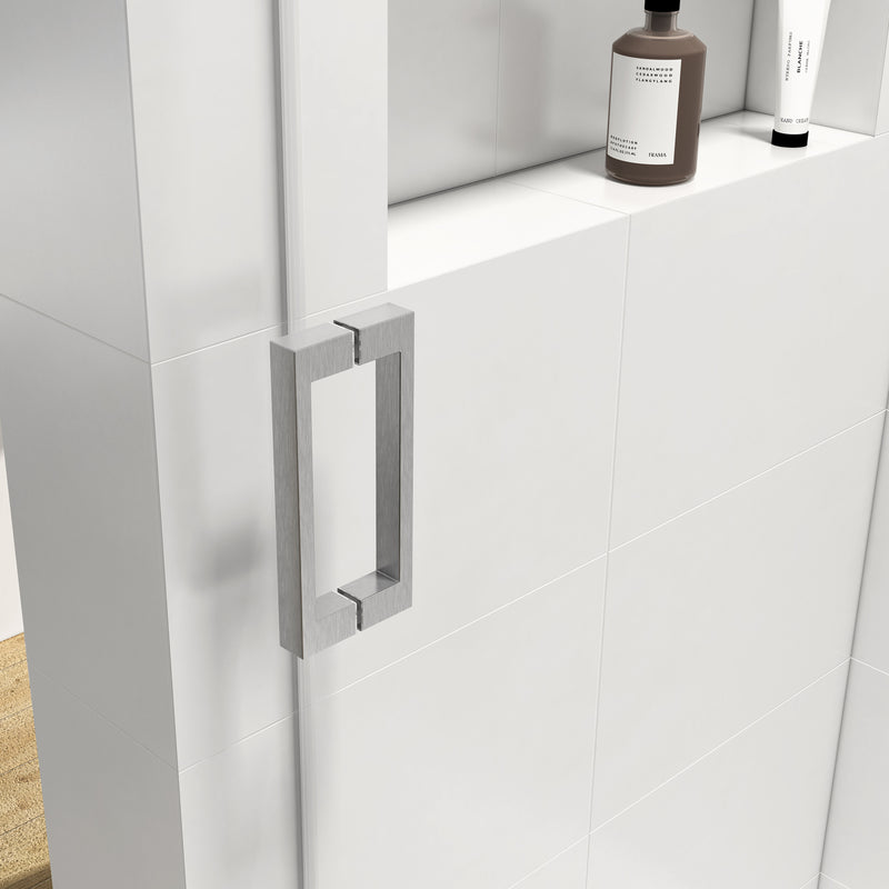 60*76" Single Sliding Frameless Shower Door Brushed Nickel With Buffer