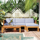 TOPMAX Outdoor Backyard Patio Wood 5-Piece Sectional Sofa Seating Group Set with Cushions, Natural Finish+ Gray Cushions