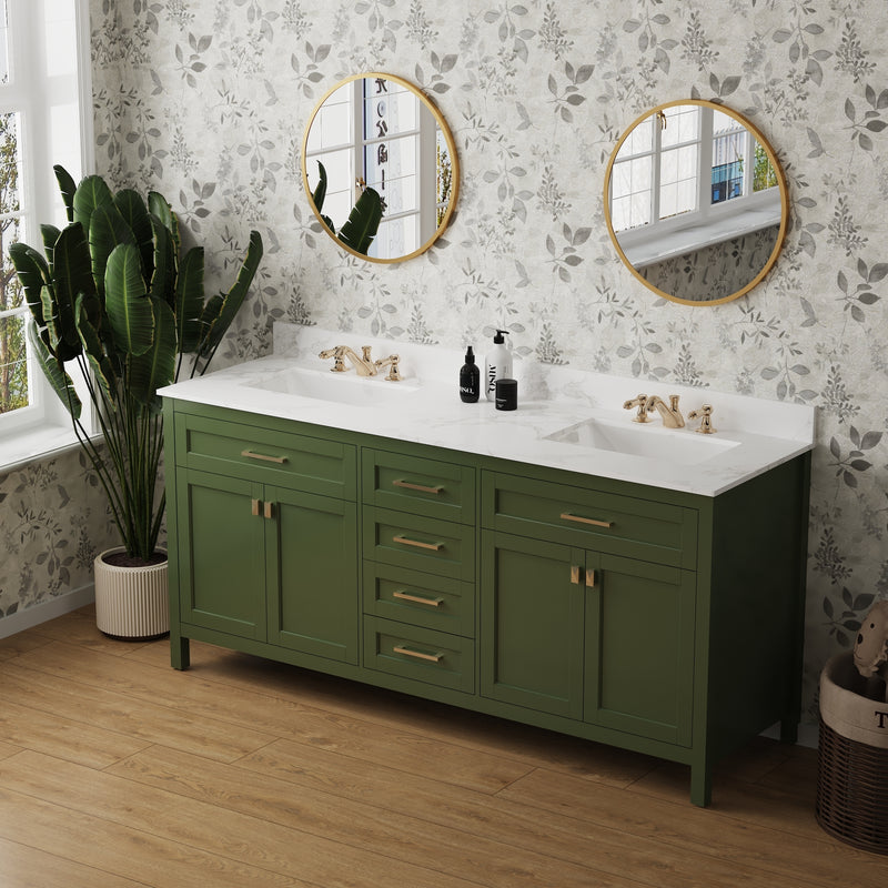 Vanity Sink Combo featuring a Marble Countertop, Bathroom Sink Cabinet, and Home Decor Bathroom Vanities - Fully Assembled White 72-inch Vanity with Sink 23V03-72VG