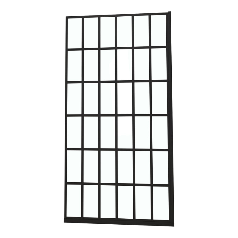 Shower Door 38" W x 72" H Single Panel Frameless Fixed Shower Door, Open Entry Design in Matte Black