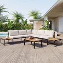 TREXM Patio Furniture Set with Loveseats, 4 Pieces Outdoor Sofa Set with Waterproof Cushions, Patio Furniture with Durable Iron-Wood Design for Garden, Backyard, Poolside (Beige)