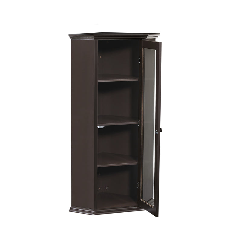 Freestanding Bathroom Cabinet with Glass Door, Corner Storage Cabinet for Bathroom, Living Room and Kitchen, MDF Board with Painted Finish, Brown