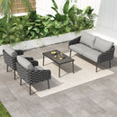 4-Pieces Outdoor Metal Patio Furniture Set, 4-Seat Patio Furniture Sofa Set with Cushion, Modern Outdoor Furniture Deep Seating for Porch, Garden, Backyard, Balcony, Grey