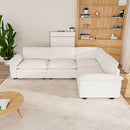 3 Seat L Shaped Sectional Sofa, Chenille Modular Sofa with Removable Pillows and Layer Cushions, Suitable for Living Rooms, Bedroom, Offices, and Apartments, Beige