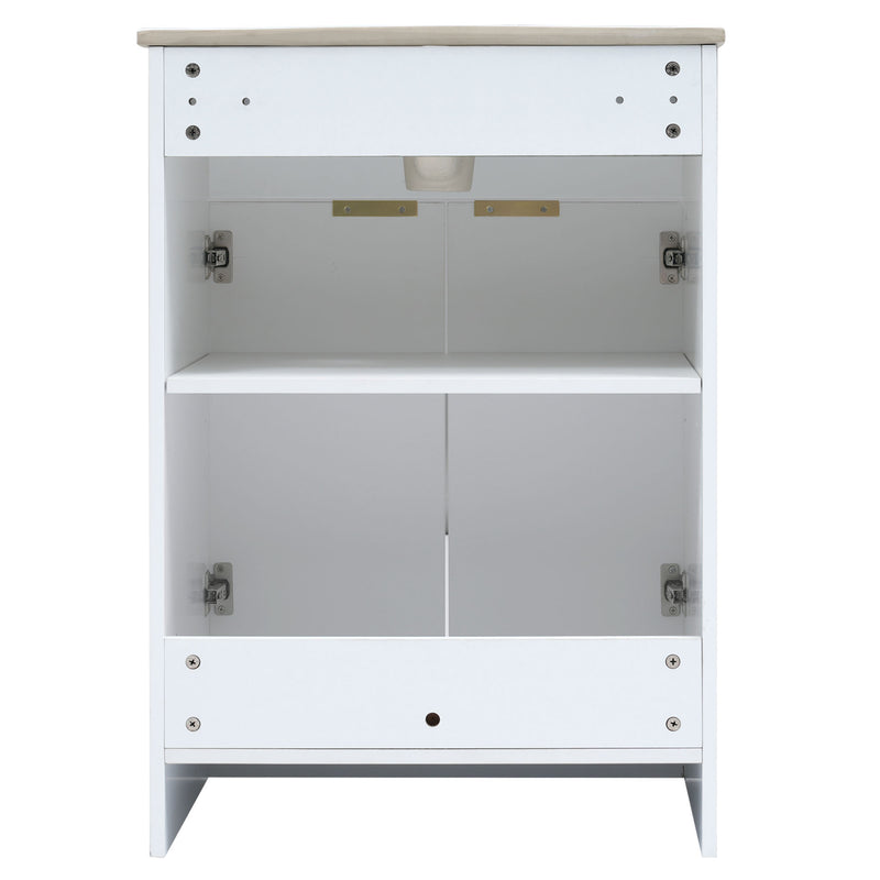 [Video]24inch modern bathroom vanity for small bathroom,white storge cabinet with ceramic sink