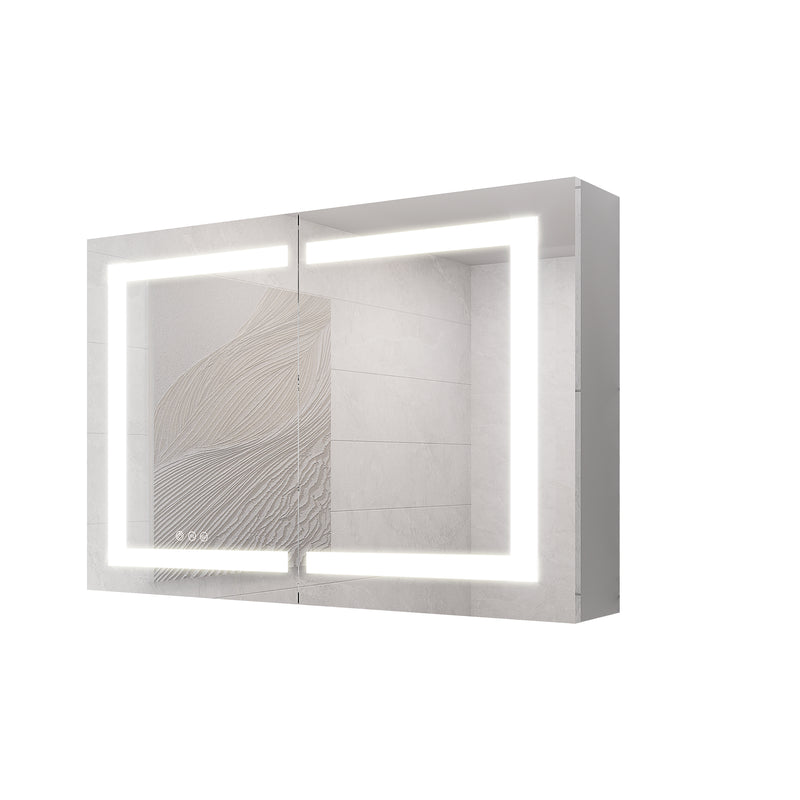 Bathroom Medicine Cabinet with Lights, 36×24 Inch LED Medicine Cabinet with Mirror, Wall Cabinet with Shelves, Double Door Lighted Medicine Cabinet with Defogger, Dimmable, Wall Mount