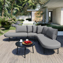 GO Patio Half- Moon Curved Outdoor Furniture Sofa Set with Coffee Table, All Weather Iron Frame Outdoor Indoor Conversation Set for 6 People, Padded Seats and Backrest Cushions for Garden, Gray