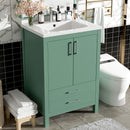 24'' Bathroom Vanity with Ceramic Sink Combo, Modern Freestanding Storae Cabinet  with Silver Handles,  Soft Closing Doors