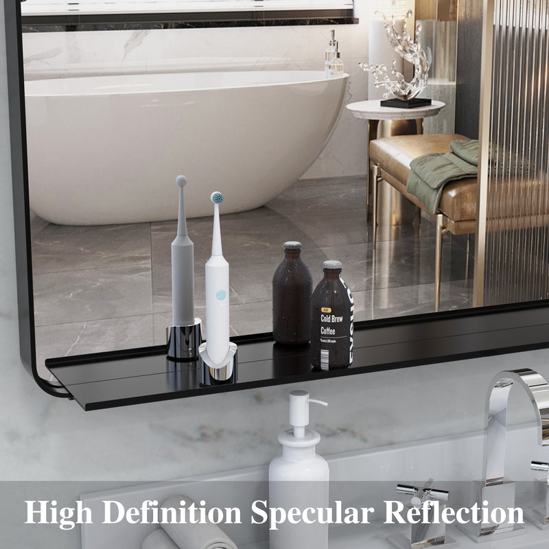 Oversized Bathroom Mirror with Removable Tray Wall Mount Mirror,Vertical Horizontal Hanging Aluminum Framed Wall Mirror Full Length Mirror,Full Body Mirror for Bedroom Living Room,Silver,72x32 Inches