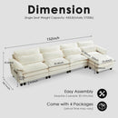 152'' Cloud Couch Sectional with L Shape Ottoman, Couches for Living Room with Chenille Fabric|USB Charging| Reversible Chaise|Throw Pillows| Dual Cushions Modern Sofa, Beige