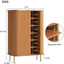 Shoe Storage Cabinet with Sliding Door, 6-Tier Shoe Cabinet with Adjustable Shelves, Mid-Century Modern Freestanding Shoe Storage Organizer for Entryway, Hallway, Living Room