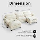 117'' Cloud Couch Sectional with U Shape Ottoman, Couches for Living Room with Chenille Fabric|USB Charging| Reversible Chaise|Throw Pillows| Dual Cushions Modern Sofa, Beige
