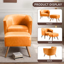 Accent Chair with Ottoman，Modern Barrel Chair and Footrest，Mid Century Living Room Chairs，Upholstered Armchair for Living Room/Bedroom/Reception Room/Office,Orange