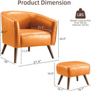 Accent Chair with Ottoman，Modern Barrel Chair and Footrest，Mid Century Living Room Chairs，Upholstered Armchair for Living Room/Bedroom/Reception Room/Office,Orange