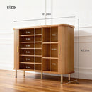 DHH Shoe Storage Cabinet with Sliding Door, 6-Tier Shoe Cabinet with Adjustable Shelves, Mid-Century Modern Freestanding Shoe Storage Organizer for Entryway, Hallway, Living Room (Wood, 47 ")