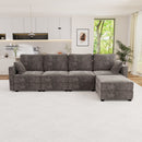 Modular Sectional Sofa Convertible L Shaped Sofa Couch Set with Storage for Living Room, Modern 4 Seater Modular Sectional Couch with Movable Ottoman (Grey)