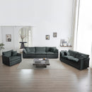 Modern Sofa Couch, 3 Piece Set Extra Deep Seat Sectional Sofa for Living Room, Oversized Sofa, 3 Seat Sofa, Loveseat and Single Sofa, Gray Chenille