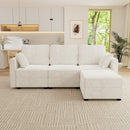 Modular Sectional Sofa Convertible L Shaped Sofa Couch Set with Storage for Living Room, Modern 3 Seater Modular Sectional Couch with Movable Ottoman (Beige)