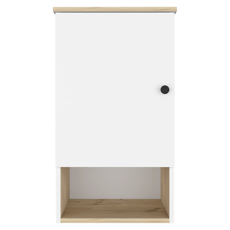 Medicine Cabinet Porto, Two Internal Shelves, Light Oak / White Finish