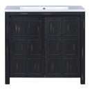 36' Bathroom Vanity Organizer with Sink, Combo Cabinet Set, Bathroom Storage Cabinet, Retro Espresso