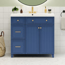 36-inch Bathroom Vanity, Transitional Style Bathroom Cabinet with Resin Sink, Navy Blue Single Bathroom Cabinet, with 2 Drawers and 1 Adjustable Storage Shelf, 2 Soft-close Doors