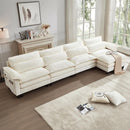 152'' Cloud Couch Sectional with L Shape Ottoman, Couches for Living Room with Chenille Fabric|USB Charging| Reversible Chaise|Throw Pillows| Dual Cushions Modern Sofa, Beige