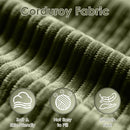 113'' Modern Sectional Sofa, Upholstered Couches for Living Room, L-Shape Modular Sectional Couch with Deep Seat, Fluffy Couch with Movable Ottoman, No Assembly Required, Corduroy, Green