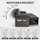Convertible Sleeper Sofa Bed, 113'' Pull Out Couch, U-Shape Sectional Sleeper with Adjustable Backrest for Living Room | Storage Chaise | USB Charging Port | Side Pocket | Dark Grey