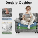 113‘’ Cloud Couch Sectional with L-Shape Ottoman, Couches for Living Room with Chenille Fabric|USB Charging| Reversible Chaise|Throw Pillows| Dual Cushions Modern Sofa (Darkgrey)