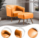 Accent Chair with Ottoman，Modern Barrel Chair and Footrest，Mid Century Living Room Chairs，Upholstered Armchair for Living Room/Bedroom/Reception Room/Office,Orange