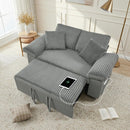 Convertible Sleeper Sofa Bed, 113'' Pull Out Couch, U-Shape Sectional Sleeper with Adjustable Backrest for Living Room | Storage Chaise | USB Charging Port | Side Pocket | Dark Grey