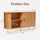DHH Sideboard Buffet Cabinet with Storage,Mid Century Modern Fluted Accent Coffee Bar Console Table,Tambour Sliding Doors& Adjustable Shelf for Kitchen, Living Room, Entryway(Yellow Walnut 55 Inch)