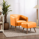 Accent Chair with Ottoman，Modern Barrel Chair and Footrest，Mid Century Living Room Chairs，Upholstered Armchair for Living Room/Bedroom/Reception Room/Office,Orange