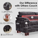 152'' Cloud Couch Sectional with U Shape Ottoman, Couches for Living Room with Chenille Fabric|USB Charging| Reversible Chaise|Throw Pillows| Dual Cushions Modern Sofa, Black