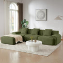 113'' Modern Sectional Sofa, Upholstered Couches for Living Room, L-Shape Modular Sectional Couch with Deep Seat, Fluffy Couch with Movable Ottoman, No Assembly Required, Corduroy, Green