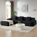 113'' Modern Sectional Sofa, Upholstered Couches for Living Room, L-Shape Modular Sectional Couch with Deep Seat, Fluffy Couch with Movable Ottoman, No Assembly Required, Corduroy, Green