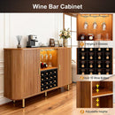 55" Wine Bar Cabinet with Storage, Fluted Liquor & Coffee Bar Cabinet with Wine Rack and Glass Holder, Buffet Sideboard with LED Lights for Home Kitchen Living Dining Room