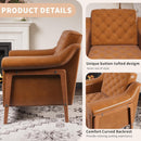 Cozy Accent Chair，PU Leather Modern Living Room Chairs，Mid-Century Office Reading Chair，Single Sofa，Armchair for Bedroom, Apartment, Waiting Room(Brown)