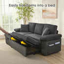 Convertible Sleeper Sofa Bed, 113'' Pull Out Couch, U-Shape Sectional Sleeper with Adjustable Backrest for Living Room | Storage Chaise | USB Charging Port | Side Pocket | Dark Grey