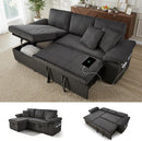 Convertible Sleeper Sofa Bed, 113'' Pull Out Couch, U-Shape Sectional Sleeper with Adjustable Backrest for Living Room | Storage Chaise | USB Charging Port | Side Pocket | Dark Grey