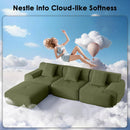 113'' Modern Sectional Sofa, Upholstered Couches for Living Room, L-Shape Modular Sectional Couch with Deep Seat, Fluffy Couch with Movable Ottoman, No Assembly Required, Corduroy, Green