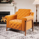 Cozy Accent Chair，PU Leather Modern Living Room Chairs，Mid-Century Office Reading Chair，Single Sofa，Armchair for Bedroom, Apartment, Waiting Room(Brown)