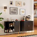 Storage Cabinet, Fluted Sideboard Buffet Cabinet with Tambour Sliding Doors& Adjustable Shelf, Accent Coffee Bar Console Table for Kitchen, Living Room, Entryway