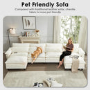 152'' Cloud Couch Sectional with U Shape Ottoman, Couches for Living Room with Chenille Fabric|USB Charging| Reversible Chaise|Throw Pillows| Dual Cushions Modern Sofa, Beige