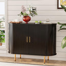 Storage Cabinet, Fluted Sideboard Buffet Cabinet with Tambour Sliding Doors& Adjustable Shelf, Accent Coffee Bar Console Table for Kitchen, Living Room, Entryway